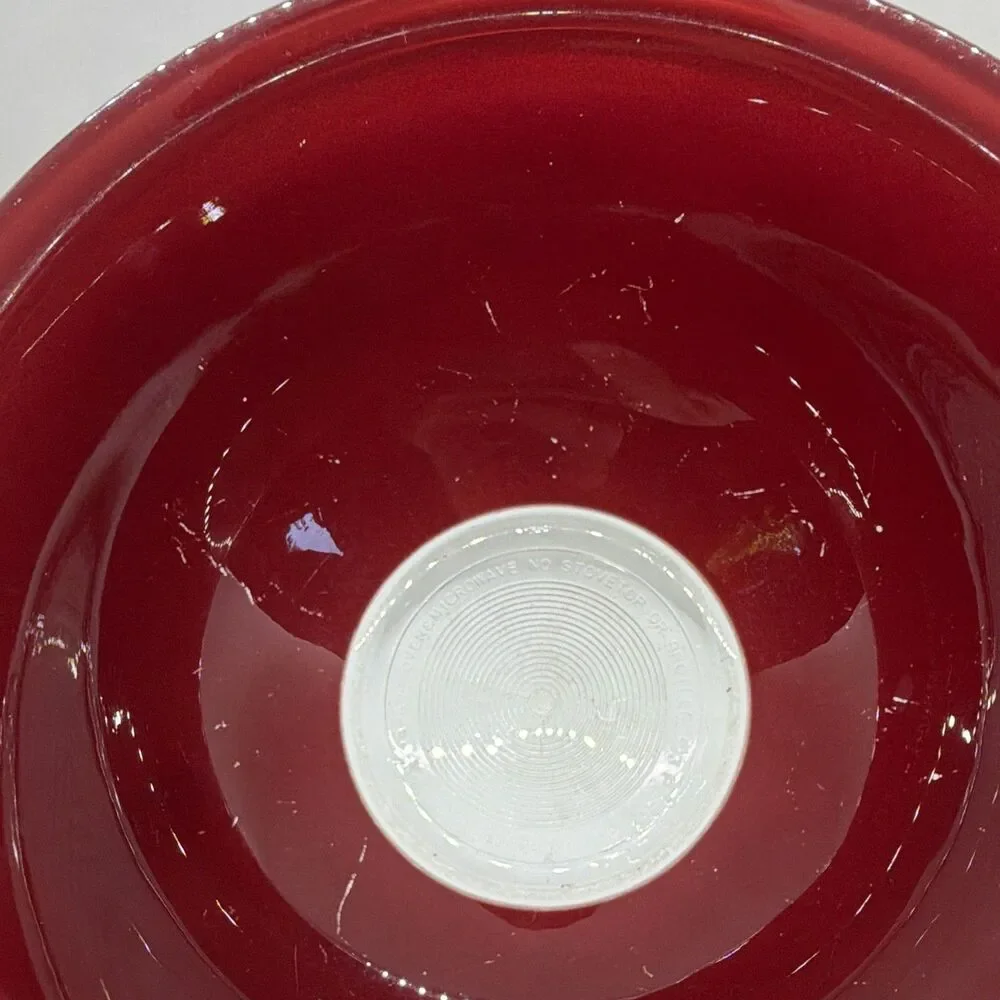 Pyrex 322 Red Solid Glass Clear Bottom  Stacking Mixing Bowls 1.5 and 1 L